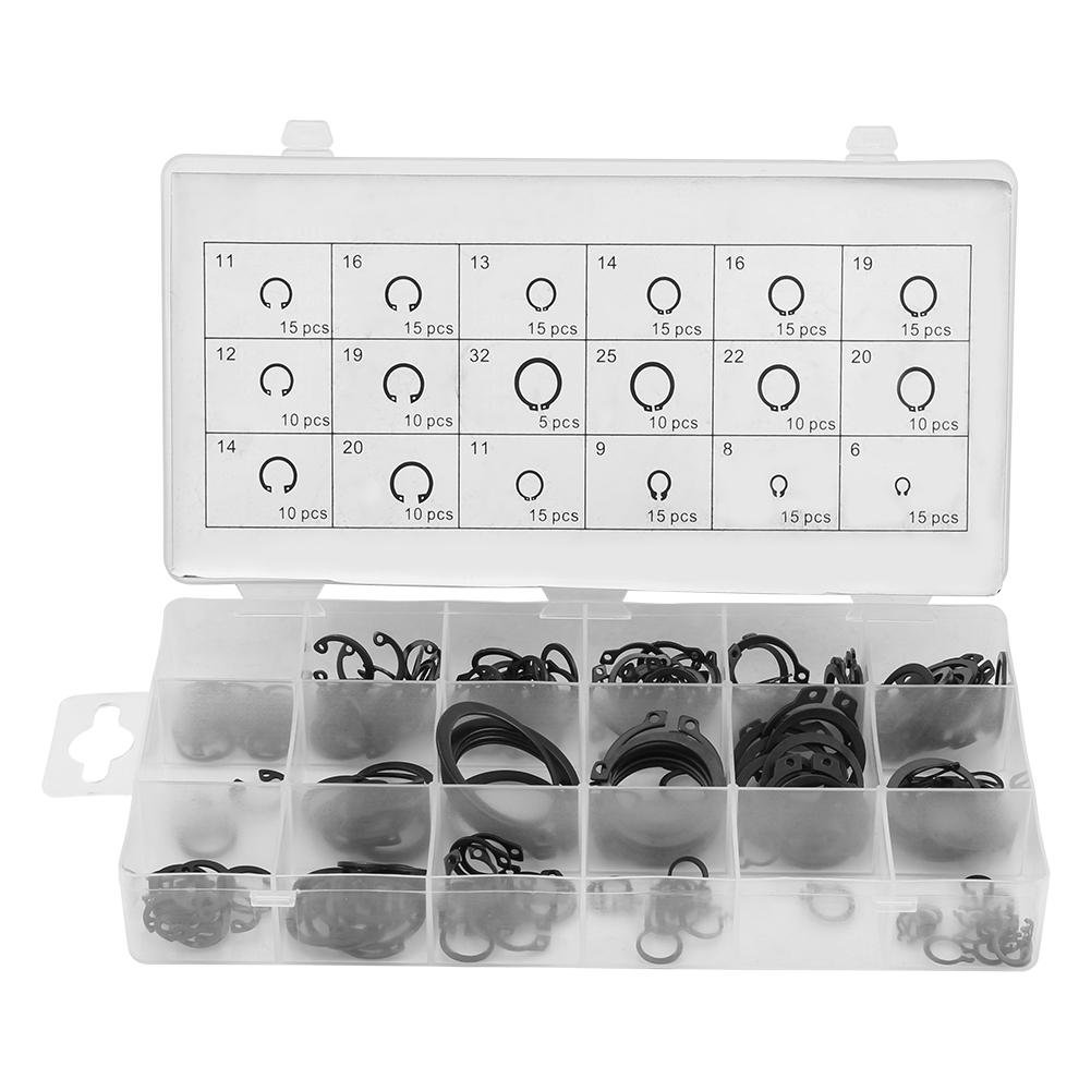 TOPINCN 225Pcs Circlip, C-Clip Internal & External Snap Retaining Ring Circlip Assortment Box Set 18 Sizes