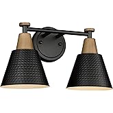 FEMILA Black Bathroom Light Fixtures, 2-Light Bathroom Vanity Lights Over Mirror with Hammered Metal Shade, Modern Wall Sconc