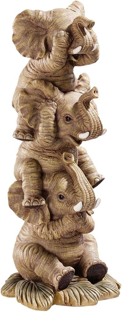 Design Toscano Hear No See No Speak No Evil Stacked Elephants Statue Polyresin