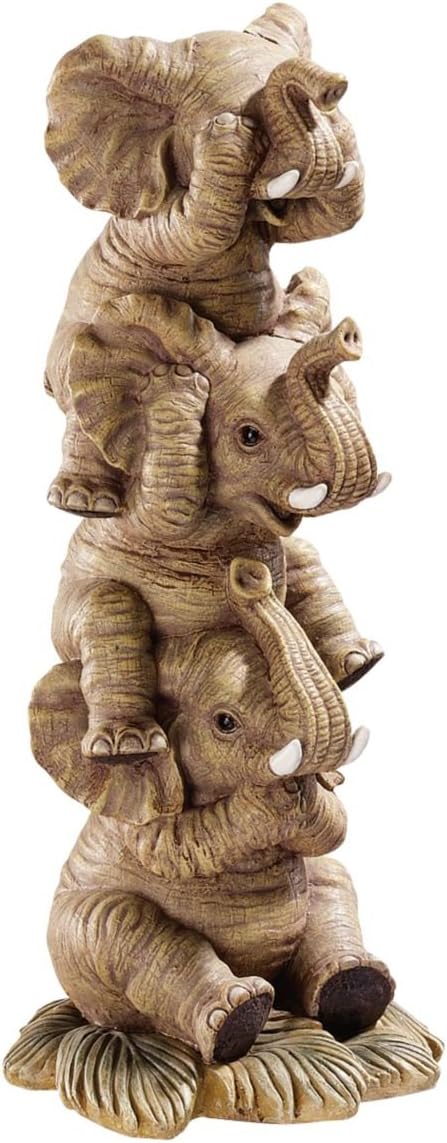 Design Toscano Hear No See No Speak No Evil Stacked Elephants Statue Polyresin