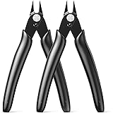 BOENFU Flush Cutter, Side Cutting Pliers, Internal Wire Spring,Zip Tie Cutter 5 Inches, Black - 2 Pack