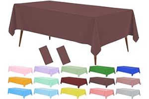 Brown Plastic Tablecloth, 2 Pack Dining Table Cover 54 x 108 inch for Rectangle Table, Brown Party Disposable Tablecloths for