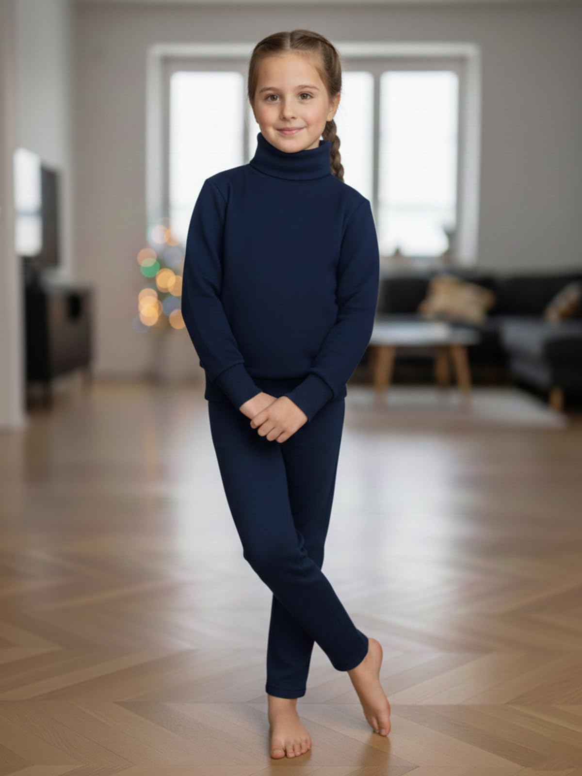 Lux Cottswool Girl's Pack of 1 Blue Full Sleeves High Neck Thermal Top (Size : 65cm) 4