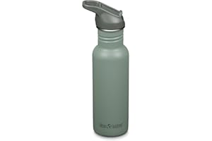 Klean Kanteen 18 oz Classic Water Bottle with Flip Seal Sport Cap & Straw - 100% Leakproof Spout & Cap - Durable, BPA-Free & Stainless Steel Material - Easy-Sip Water Bottle - Sea Spray