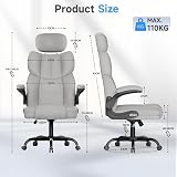 naspaluro Executive Office Chair High Back Grey Fabric with Tilt Spring-Packed view 8
