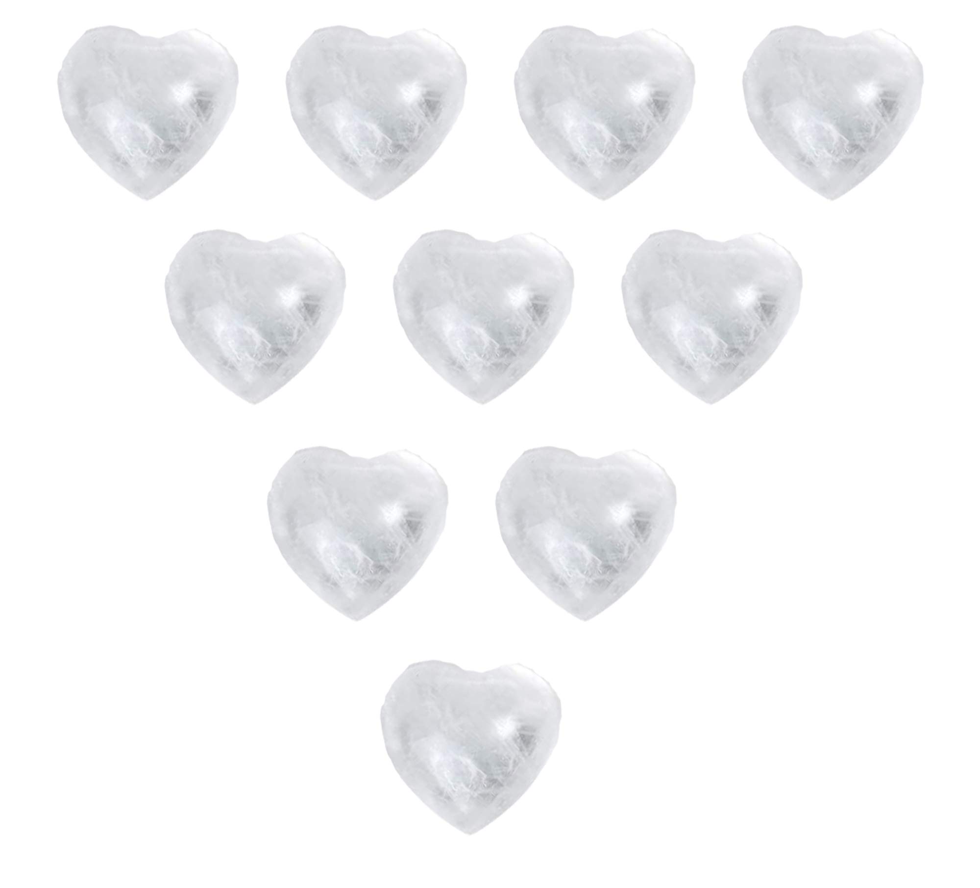 Wonder Care -Healing Crystal Pocket Heart Natural Clear Quartz Love Puff Heart Carved Shape Palm Worry Stone Reiki Chakra Balancing Gift for Christmas,New Year,Valentine’s (15-20mm) -Pack of 10