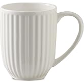 HASENSE Ceramic Coffee Mug, 20 Oz Ceramic Coffee Cup with Handle, Modern Ribbed Design Tea Cup for Latte, Cocoa, Coffee, Thanksgiving, Christmas Gift, Dishwasher & Microwave Safe, White