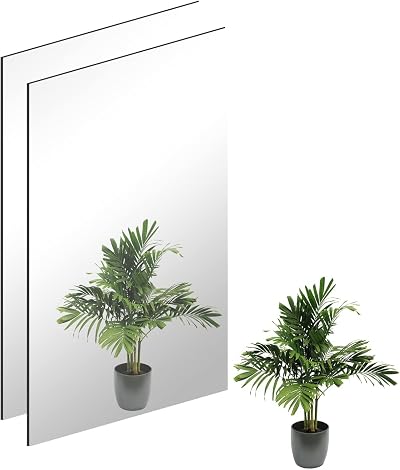 TSKDKIT 2pcs HD Wall Mirror Self Adhesive Frameless 40x30cm Glass Tile