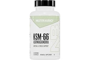 NutraBio Ashwagandha KSM-66 | Ashwagandha Herbal Supplement for Stress, Mood, & Performance | 600 MG of Clinically Studied KSM66 60 Capsules