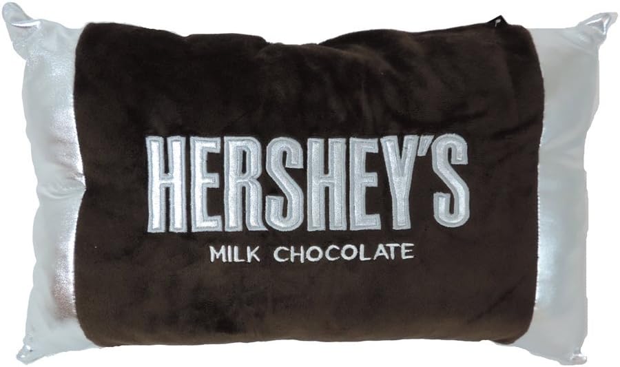 Sweet Novelty Hershey Bar Embroidered Plush Pillow with Foil Ends