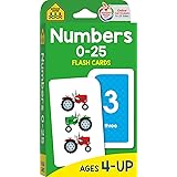School Zone - Numbers 0-25 Flash Cards - Ages 4 to 6, Preschool, Kindergarten, Math, Addition, Subtraction, Numerical Order, 