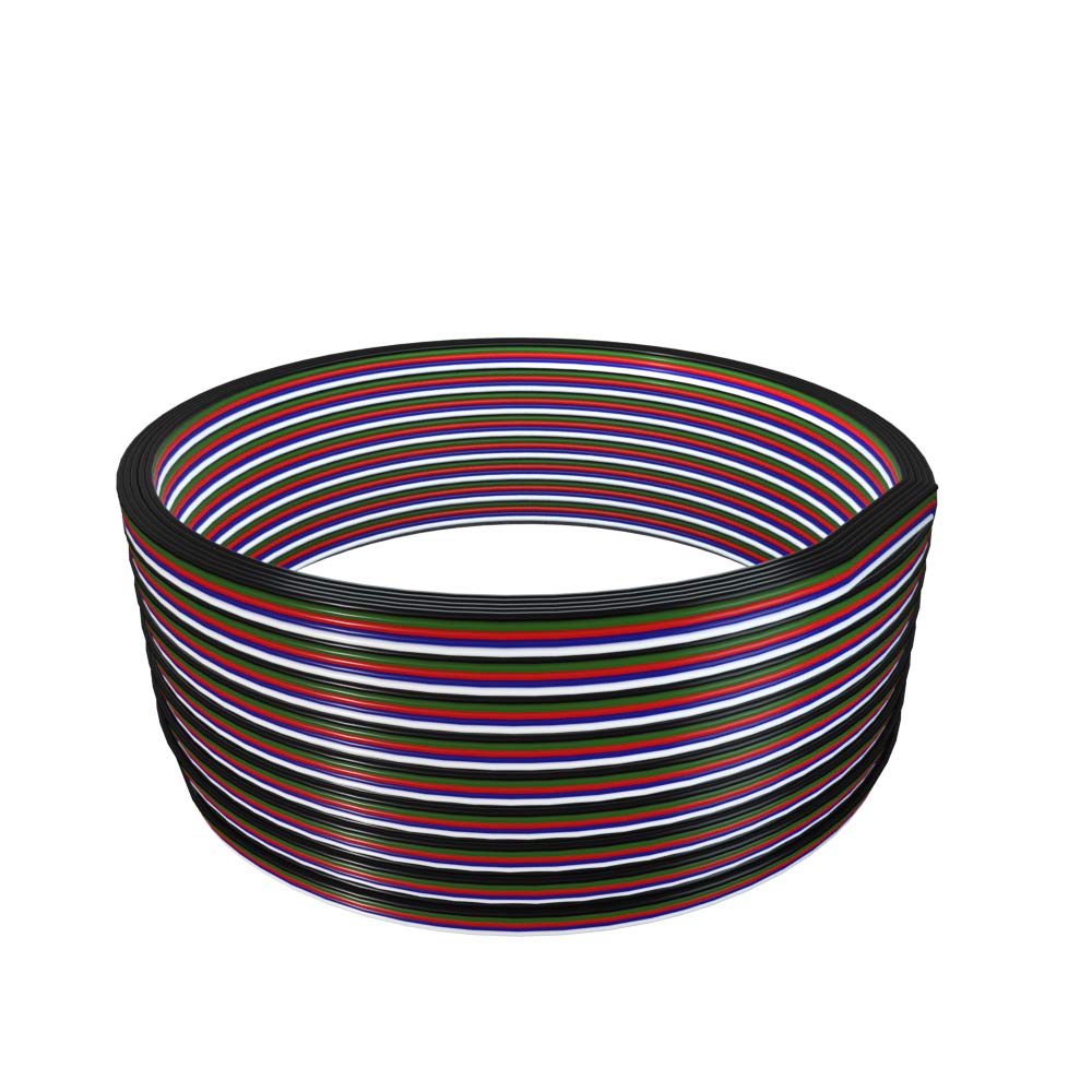 BTF-LIGHTING RGBW Electrical Extension Cable 5Pin 32.8ft/10m 18AWG LED Strip Light Ribbon Wire Connection 5 Core Cord Line for 5050 Color Changing Flexible LED Tape Rope — image 1