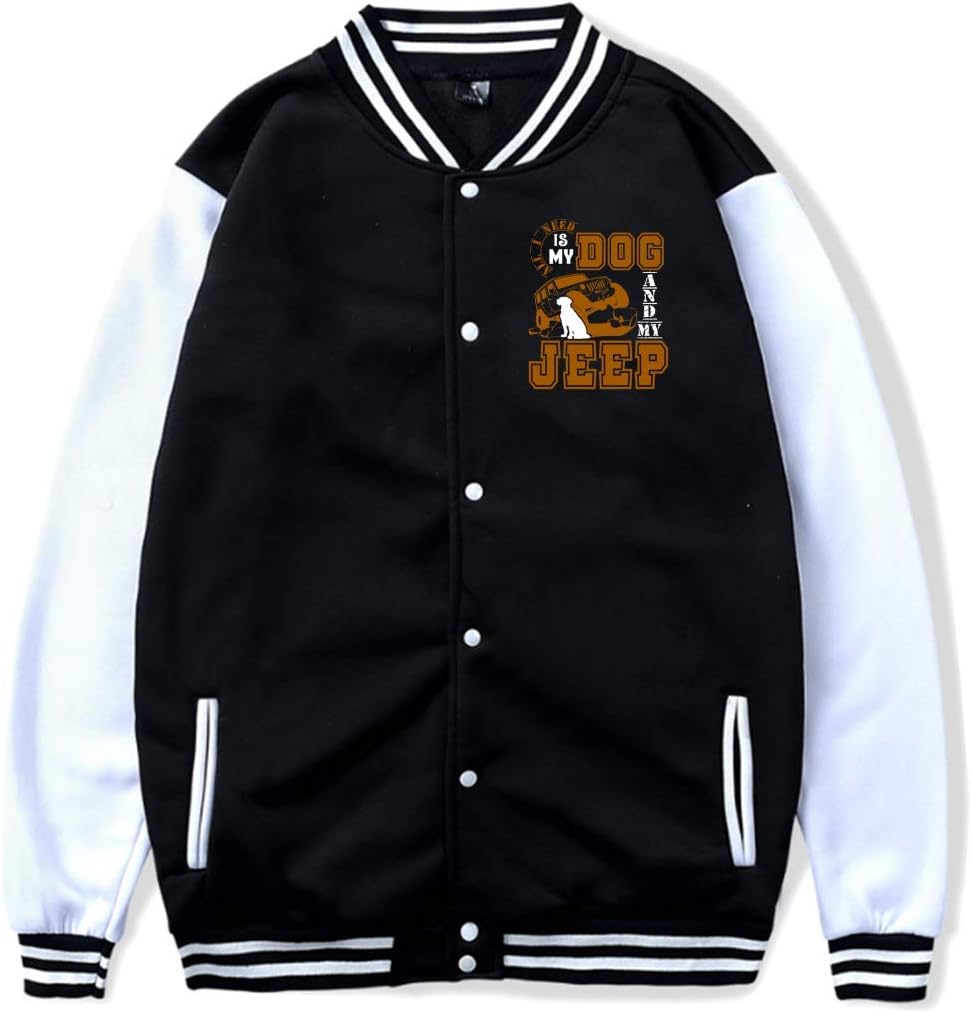 Dog and My Jeep Baseball Jacket Uniform Hooded Coat for Women&Men
