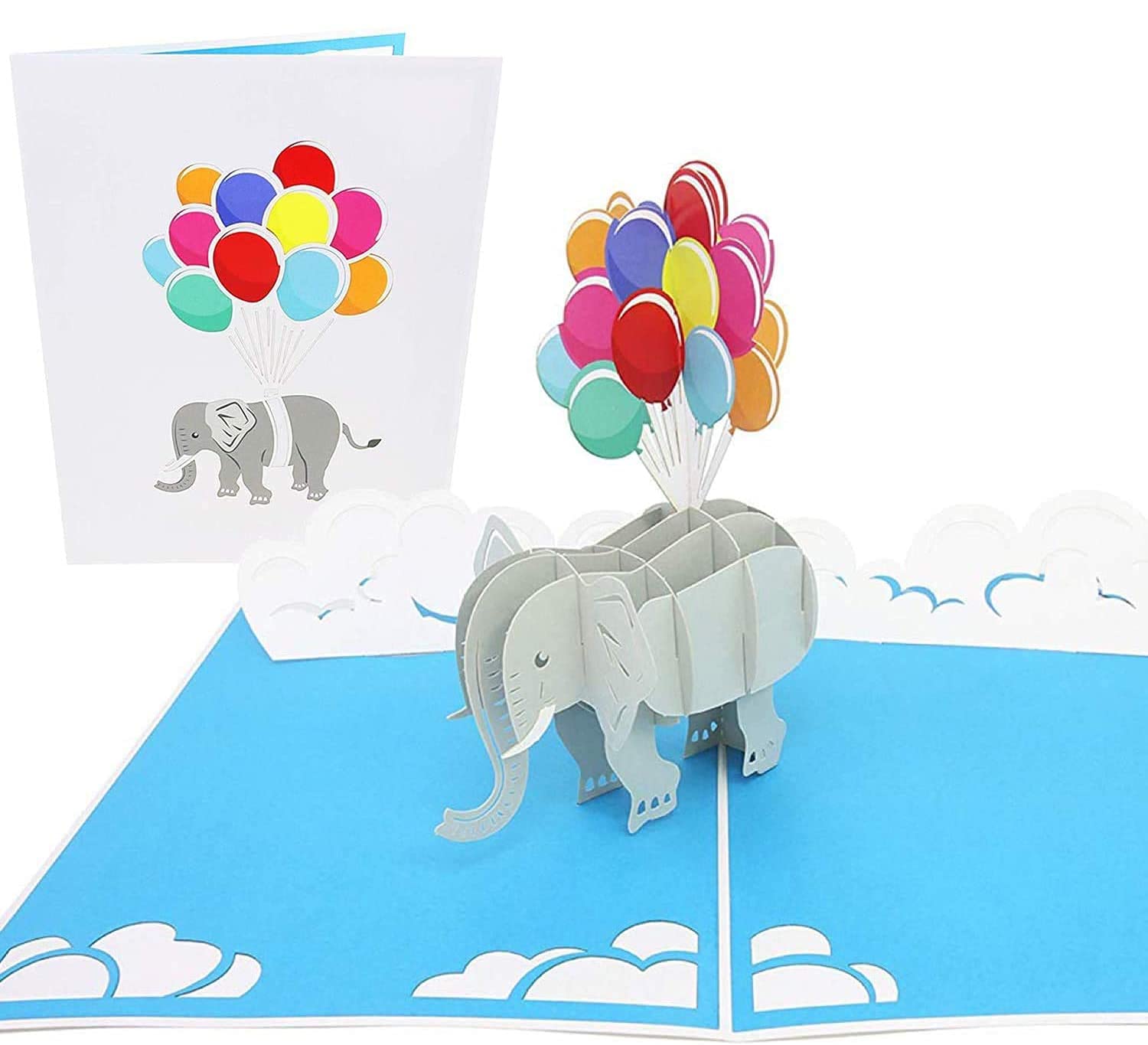 PopLife® Elephant and Balloons 3D Mothers Day Pop Up Card - Pop Up Happy Birthday Card, Baby Shower, Get Well - Folds Flat for Mailing - for Mother, for Daughter, for Son, for Wife, Granddaughter