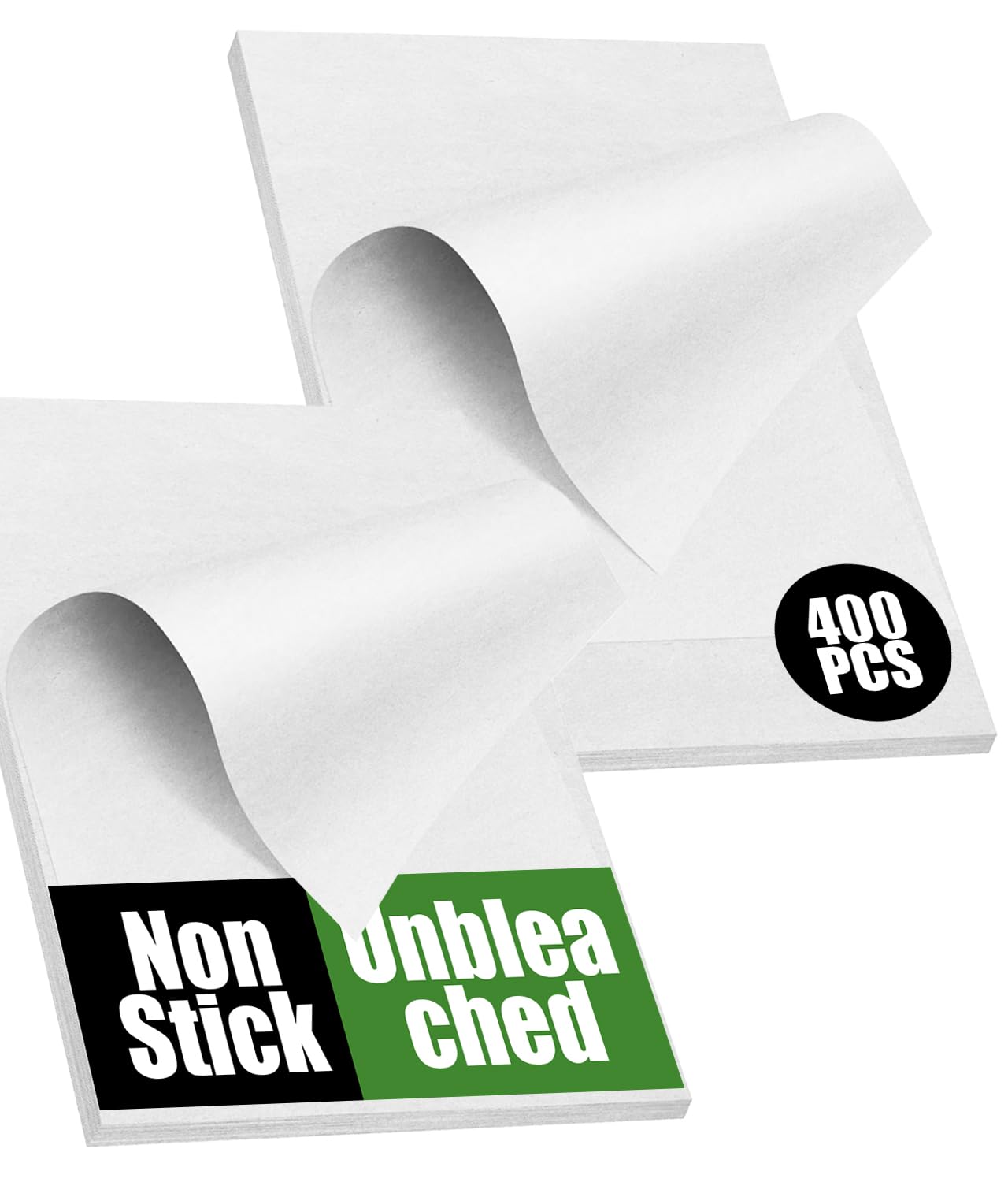 400 PCS Unbleached Parchment Paper Sheets for Baking 12x16 Inches, Non-Stick and Non-Toxic Pre-cut Parchment Sheets for Oven, Cooking, Grilling, Air Fryer and Steaming - Fit for Half Sheet Pans, White Image