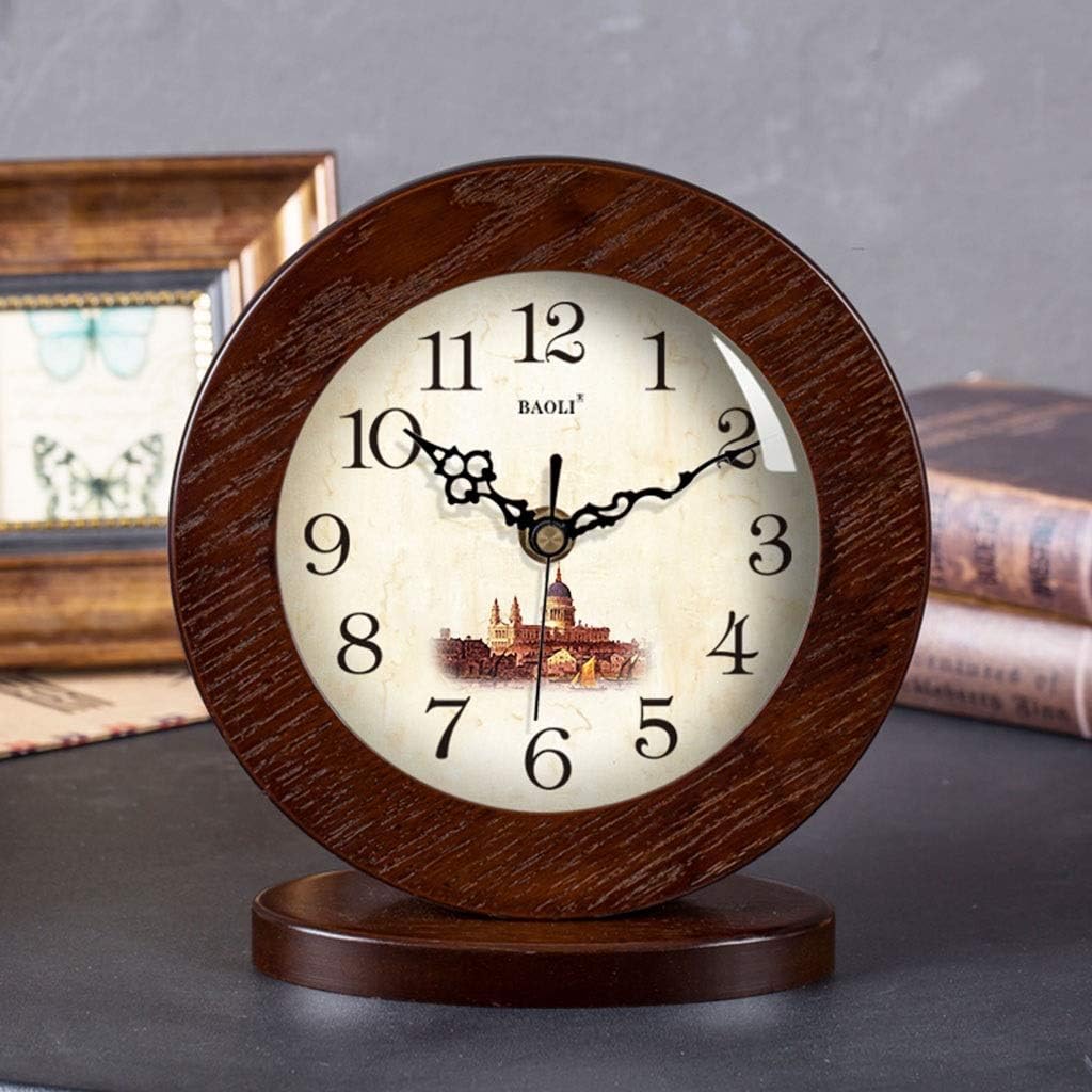 Retro Table Clock/Deskclock European Solid Wood Clock Simple Living