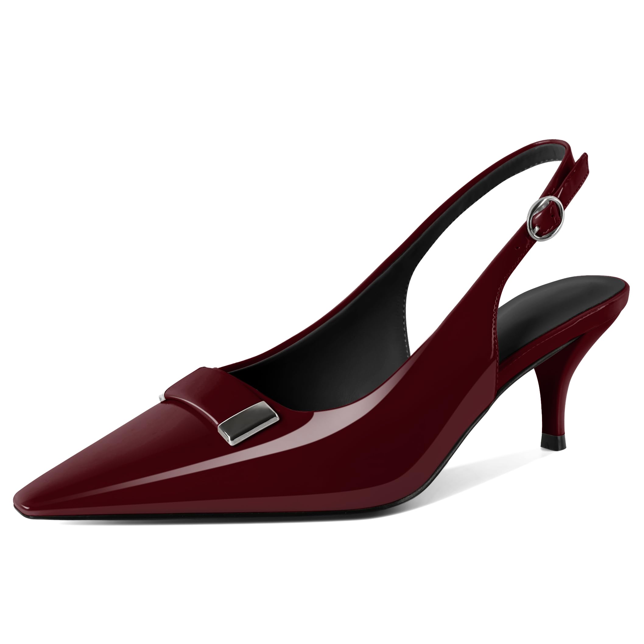 YODEKS Women's D'Orsay Pointed Toe Pumps – Low Block Heel, Synthetic Leather, US Size 5-13