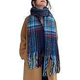 Wander Agio Winter Women Warm Scarf Long Shawl Large Scarves Cold Weather Thicker Blanket Wrap Colour Plaid Stripe