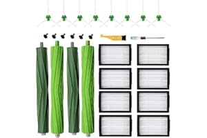 ANBOO Replacement Parts Compatible for iRobot Roomba i7 j7 i3 i4 i7+ Plus i3+ i4 i4+ i6 i6+ i8 i8+ E5 E6 j7+ plus E&i&j Series, Multi-Surface Rubber Brush, High-Efficiency Filter, Edge-Sweeping Brush