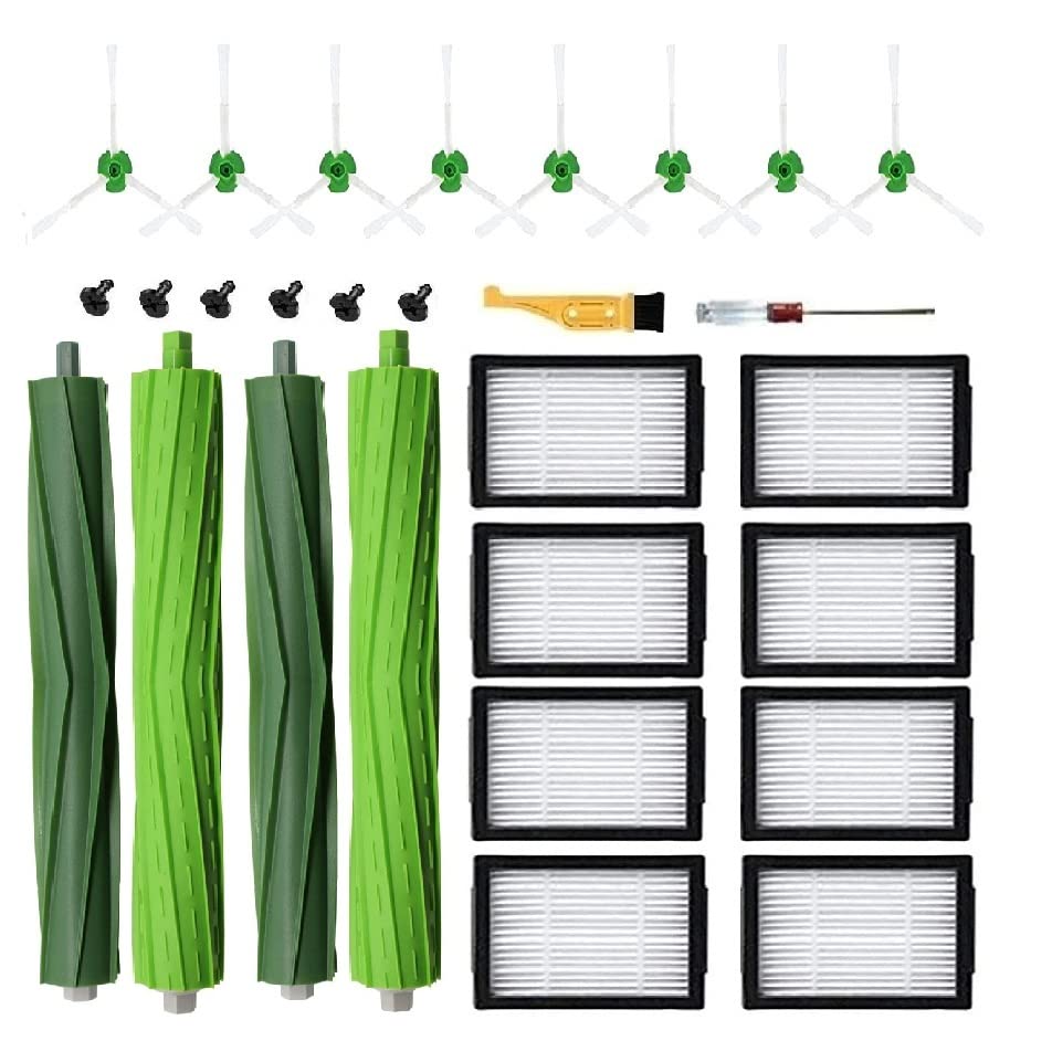 Photo 1 of Replacement Parts Compatible for iRobot Roomba i7 j7 i3 i4 i7+ Plus i3+ i4 i4+ i6 i6+ i8 i8+ E5 E6 j7+ plus E&i&j Series, Multi-Surface Rubber Brush, High-Efficiency Filter, Edge-Sweeping Brush