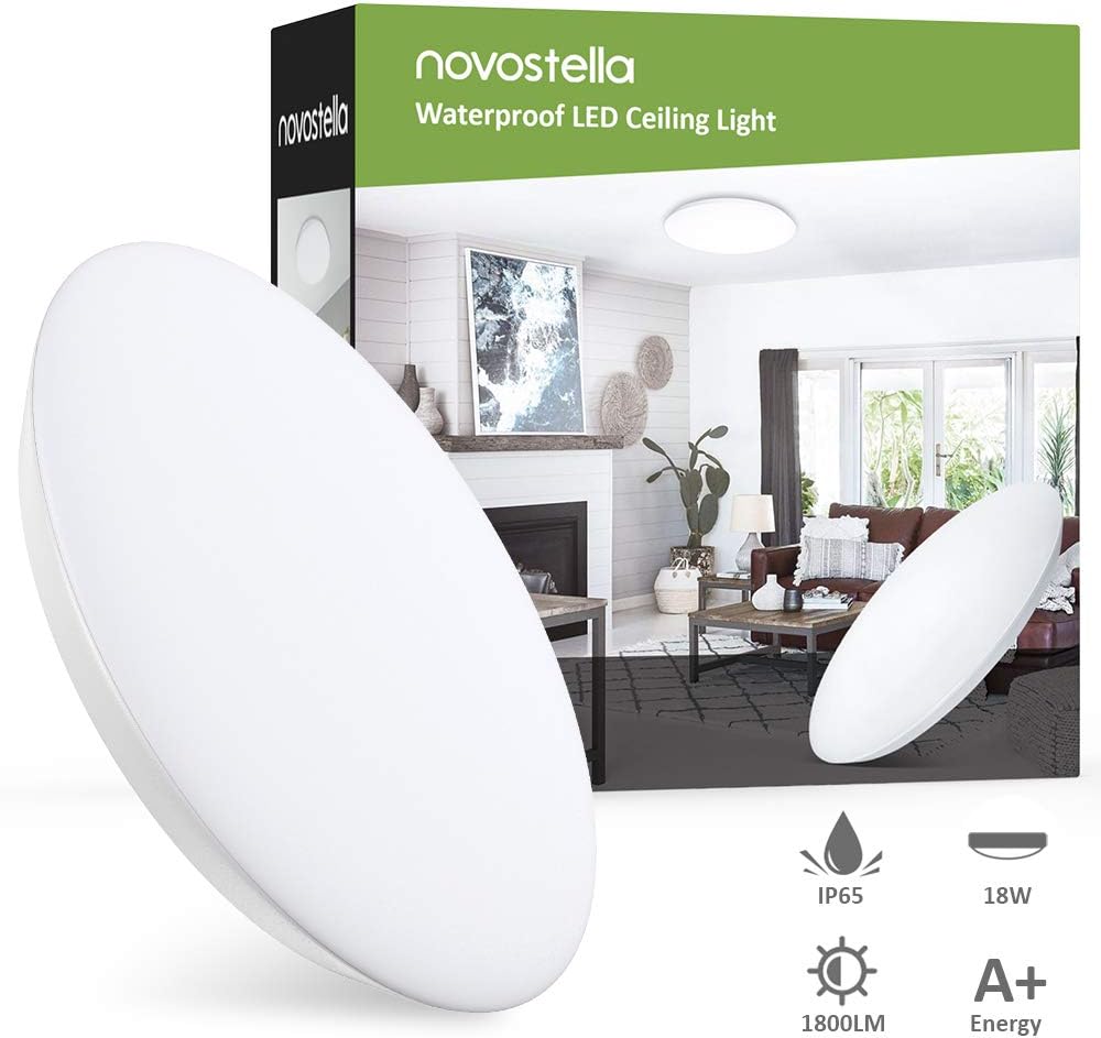 Bathroom Light Fitting Ceiling, Novostella 18W 1800lm LED Circular