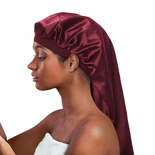 Silk Satin Bonnet Sleep Cap Extra Long Double-Layered Hair Wrap