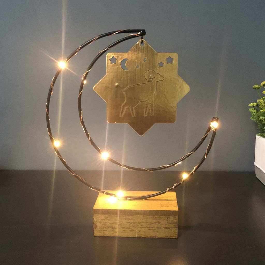 Congchuaty DIY LED Eid Mubarak Ramadan Element Lamp Light Creative Crafts Ornament Home