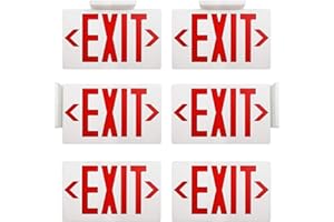 AKT LIGHTING Red LED Exit Sign Emergency Light with Battery Backup, Double Face Hardwired Red Letter Emergency Exit Lighting For Business, Restaurant, Commercial, Supermarket, UL-Listed, 120-277V, 6PCS