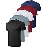 HovSiyla 1/5 Pack Workout Shirts for Men Athletic Running Gym Quick Dry Short Sleeve Performance Moisture Wicking T Shirt