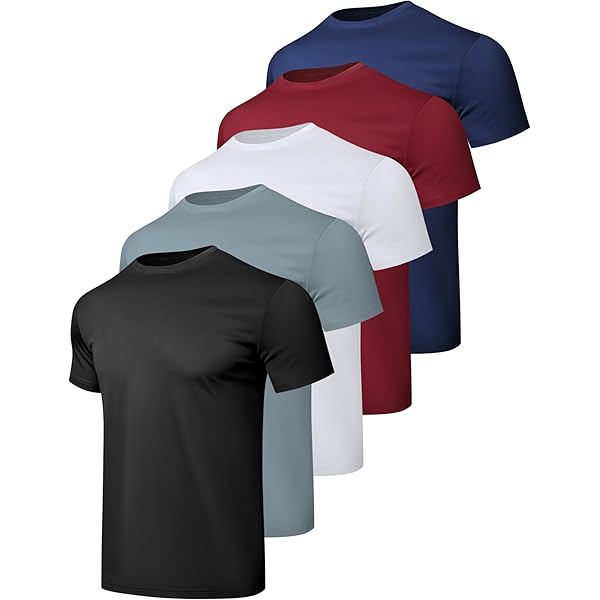 Men's Workout Shirts 7 Pack - Short Sleeve Quick Dry, Moisture Wicking, Athletic Gym Tees - Black, Grey, Navy, Blue, Red, White (3X-Large) - View #14