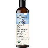 Sky Organics Organic Extra Hydrating Body Oil, Nourishing Organic Skin Care with Borage, Acai & Sweet Almond Oil, Nourishing Hydration for Softer, Smoother, Refreshing Orange & Spearmint Scent,