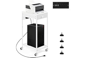 Vrisa Printer Stand with Drawer Printer Table for Home Office Small Printer Desk with Storage Rolling Cart Shelf with Wheels 