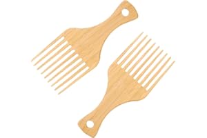 Fokmuae 2 Pack Wide Tooth Wood Combs for Men, Barber Salon Styling & Detangling Comb for Curly Hair, Anti-Static Hairstyling 