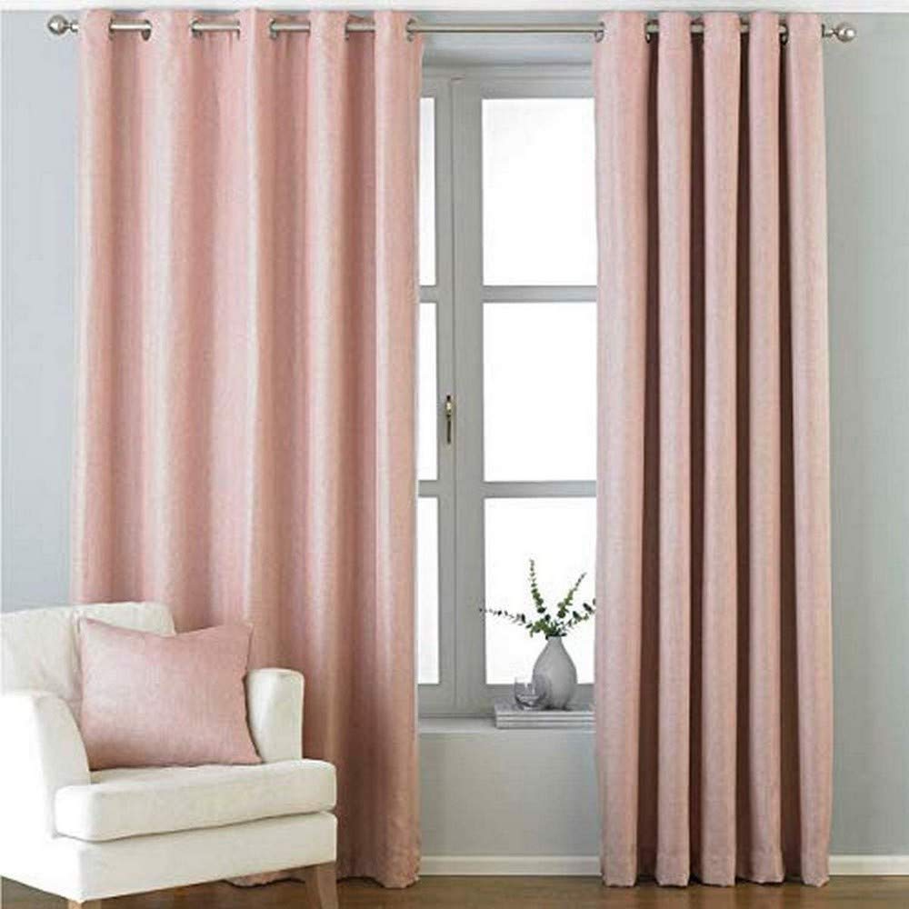 Riva Home Paoletti Atlantic Twill Woven Eyelet Curtain Pair - Blush - 168x137cm