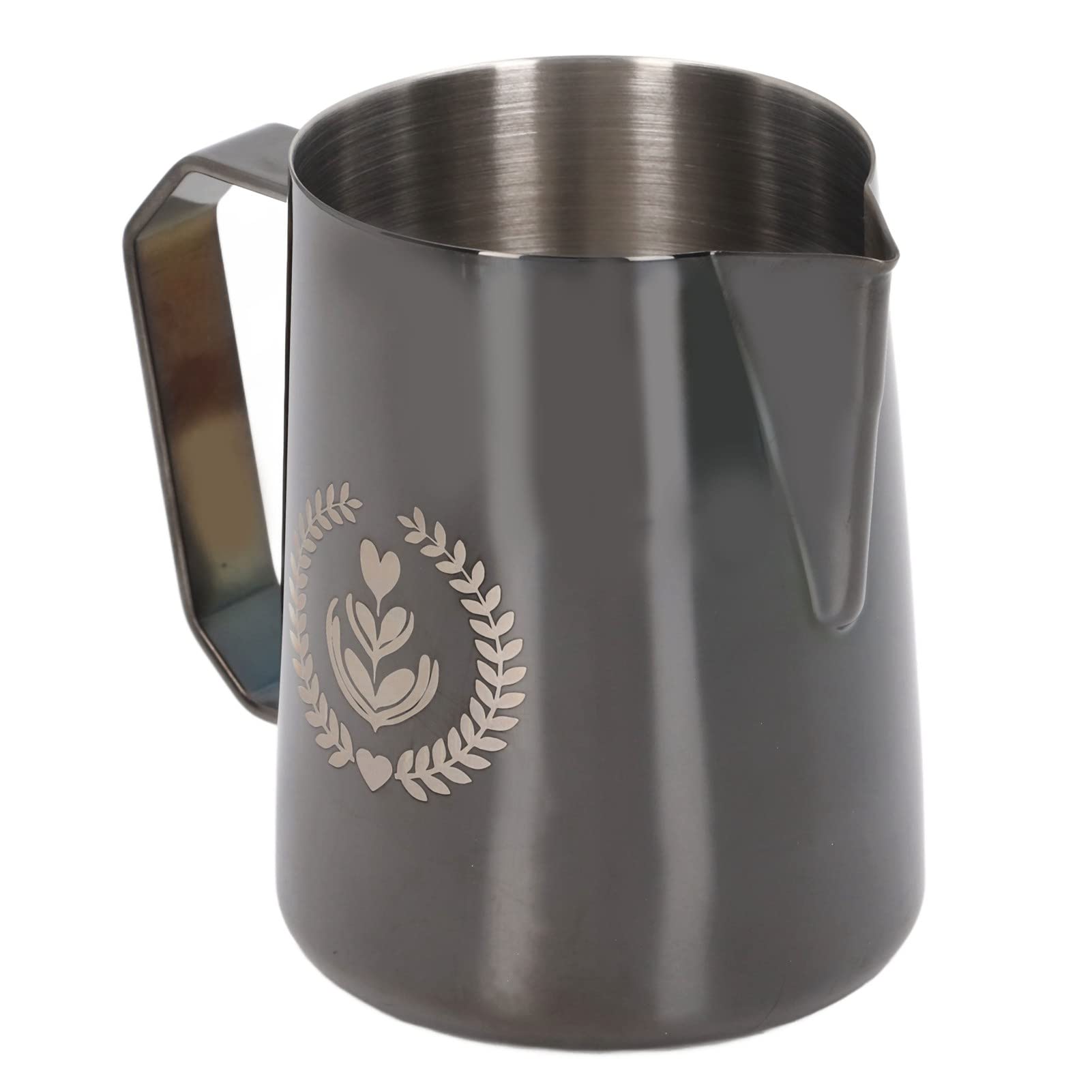 Milk Frothing Pitcher, Milk Frothing Jug Barista Tool, Steaming Pitcher Barista Milk Frother Cup Jug, for Coffee Drinks Espresso Cappuccino Coffee Latte Art(Black)