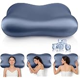Dayme Cooling Cervical Neck Pillow &ndash; Contour Memory Foam Pillow, Blue | Cervical Pillow for Neck Pain Relief, Ergonomic Orthopedic Pillows for Neck Support, All Sleep Positions, Cooling Pillow