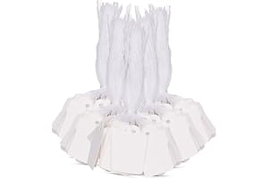 Savita 500pcs Kraft Tags with String, Blank Labeling Tags White Price Tags with Hole for Jewellery Clothes Retail Store Marki