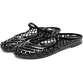 ClassicSter Jelly Mary Janes for Women Mesh Flats Clear Jellies Slide Closed Toe Slip On Mules Beach Buckle Strap Low Heel Sandals