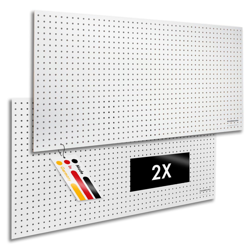 Wooden Tool Wall, 120 x 60 x 0.5 cm, Hole Diameter: 7 mm, MDF Painted White