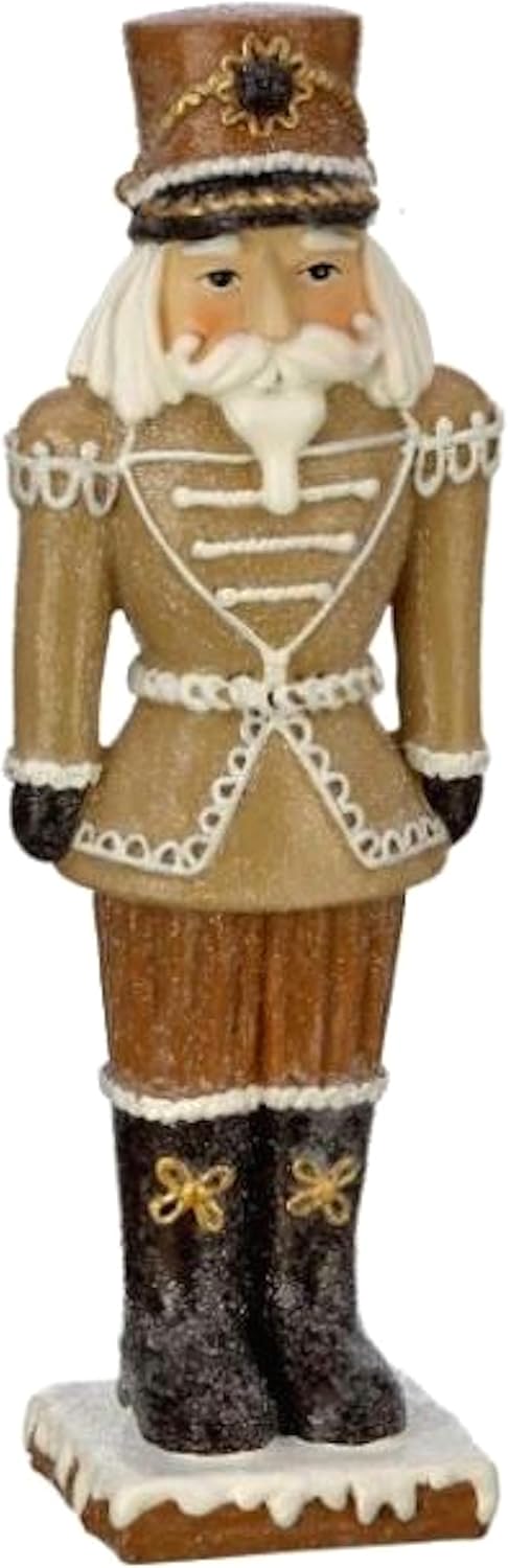 Nutcrackers - The Bridge Collection Brown Gingerbread Nutcracker Figurine - Tabletop Christmas Décor - Gingerbread Christmas Decor - Glittered Nutcracker Figure for Holiday Decor