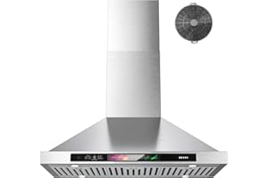 BRANO 30-inch Wall Mount Range Hood 900 CFM with Voice/Gesture/Touch Control, Stainless Steel Kitchen Hood Vent with 4 Speed Exhaust Fan, LED Adjustable Lights, Memory Mode