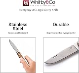 Whitby Pocket Knife Olive Wood Handle 2.25in Stainless Steel Folding EDC Knife view 2
