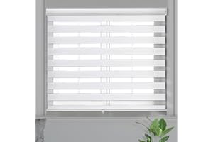 Bliwans Zebra Blinds, Cordless Blinds for Windows, Roller Shades, Double Layered, Sheer Privacy or Light Filtering Shades for Day and Night, Window Blinds for Home, Office, Kitchen, 35"W X 72"H, White