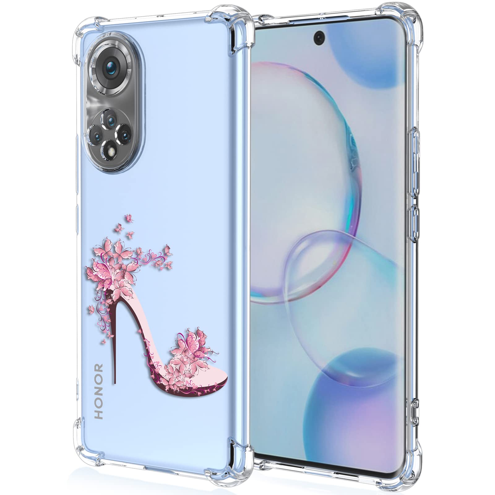 XINYEXIN Case for Huawei nova 9 / Honor 50 5G (6.57" 2021), Painting Flower Pattern Clear Case Soft TPU Silicone Case Slim Shockproof Bumper Girl Women Phone Cover - High Heel