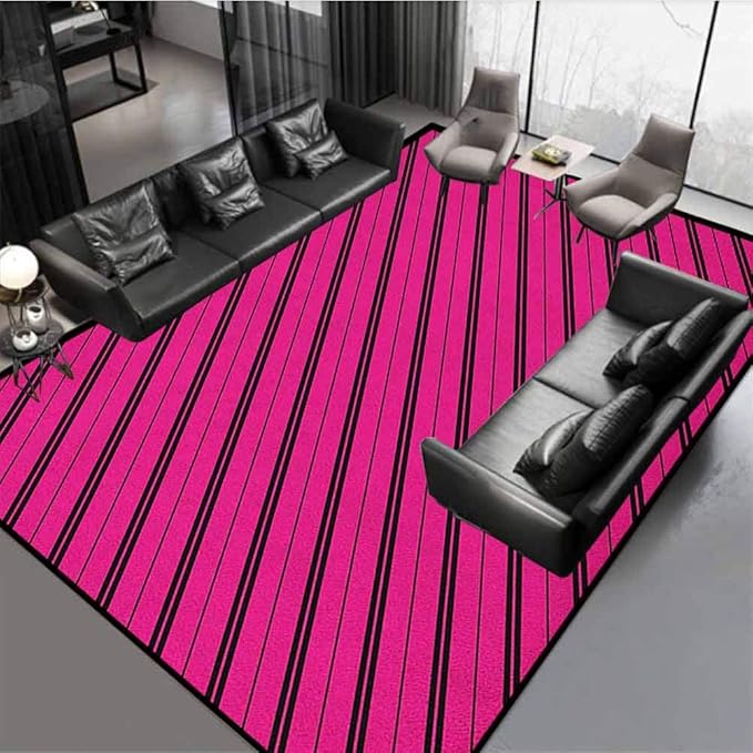 Hot Pink Geometric Pattern Rug Cozy Color Contemporary Soft