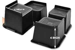 shouwuhho Bed Risers 2 inch, 3 inch, 4 inch, 6 inch, 8 inch, Oversized Furniture Risers, Bed Lifts Risers Support up to 6,000 Lbs for Bed Frame, Table, Couch, Sofa, Chair (Black 4 Pack, 4 inch)