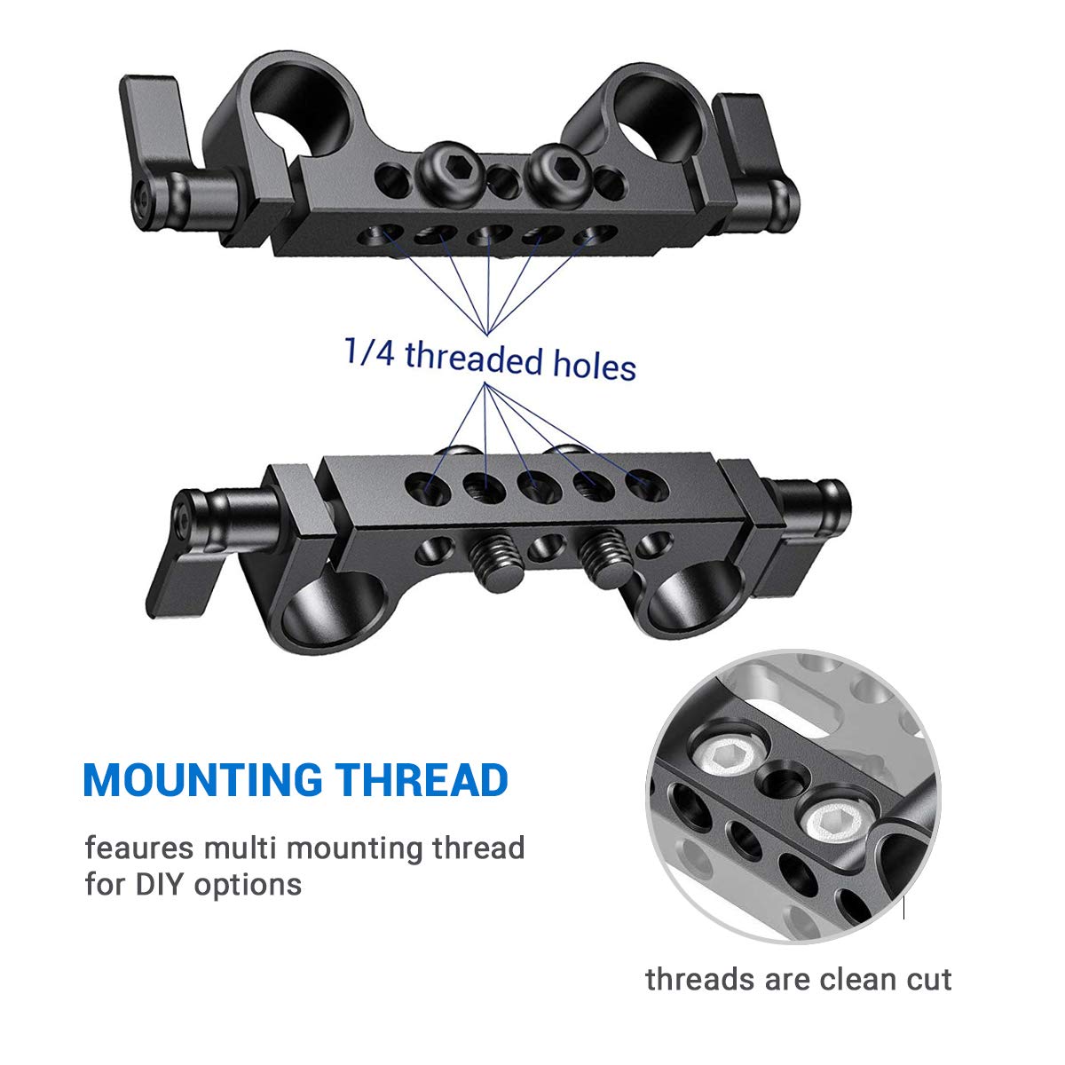 SmallRig Super Lightweight Railblock, 15mm Rod Clamp with 1/4