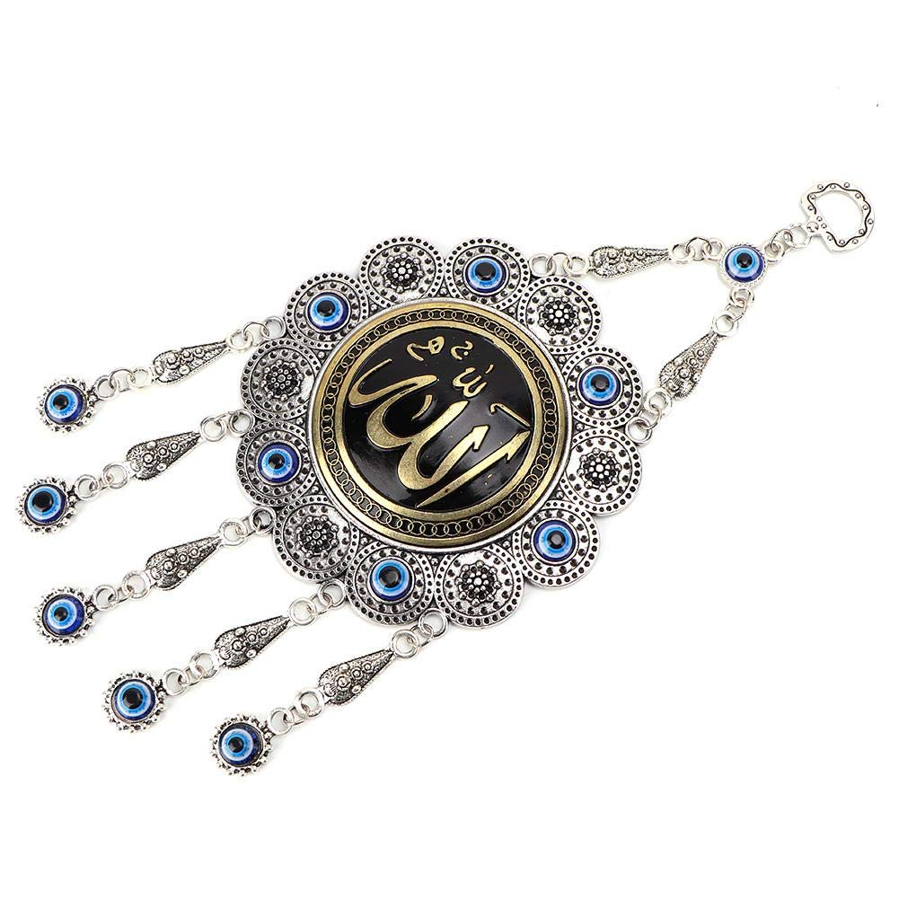 Fydun Turkish Blue Evil Eye Beads Amulet Ornament with Blue Glass Pendant for Home Lucky Protection Wall Hanging Decoration