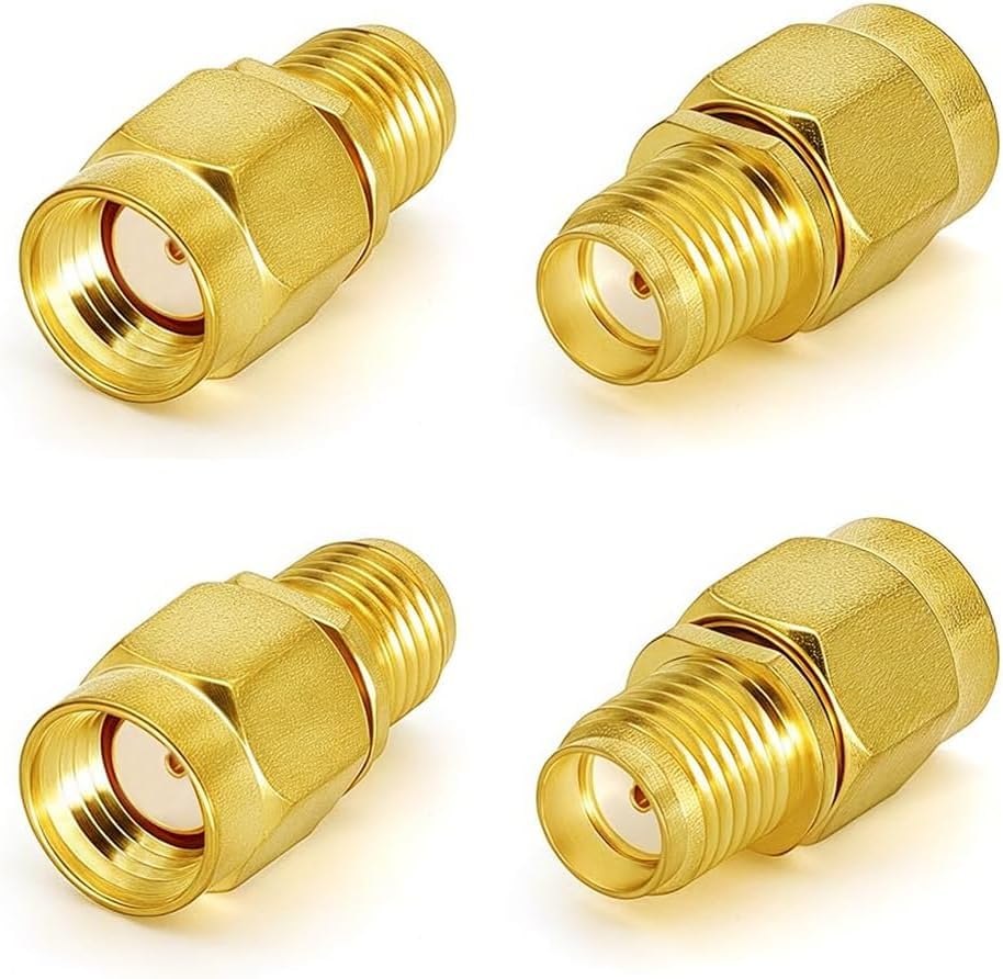 HiAoey Coaxial Adapter SMA Female to RP-SMA Male Connector, Low Loss Coaxial Connector for Radio Antenna Audio, 4 Pcs