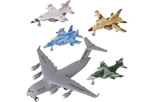 Crelloci 5 Pack Army Airplane Toys Set Military Fighter Jet Die Cast Plane Metal Aircraft Toy, Pull Back Play Vehicle Aircraft Gift for Kids Boys Girls Children 3+ Years Old